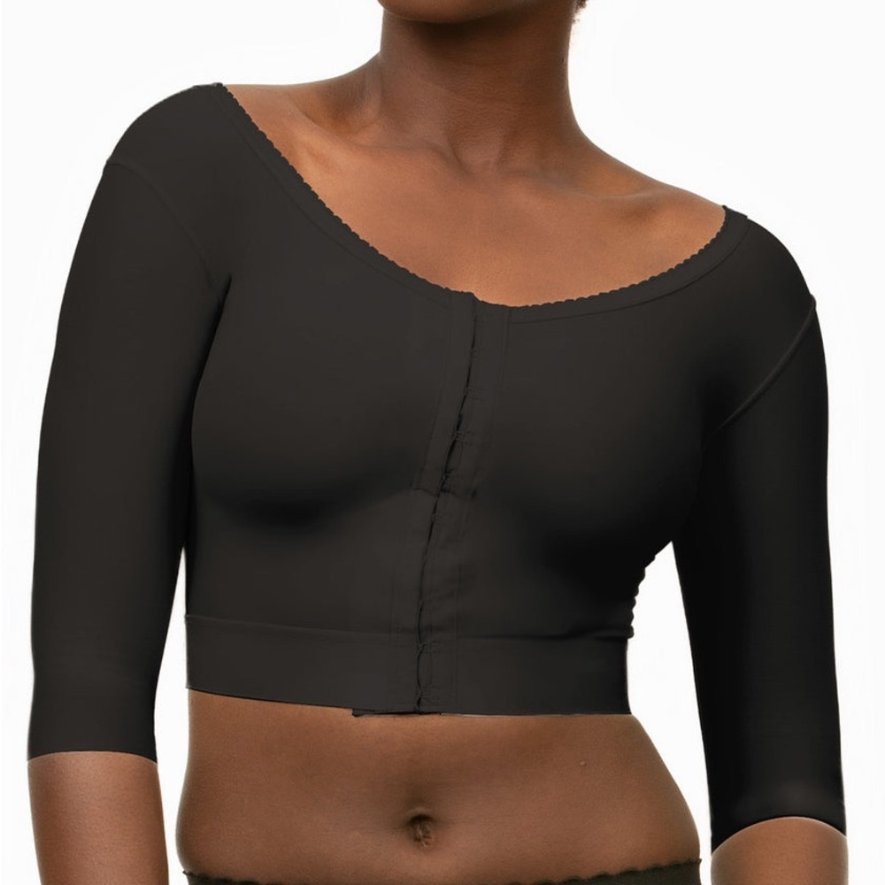 Isavela Compression Underbust Length Bra/Vest with Short Sleeves Black 2XL